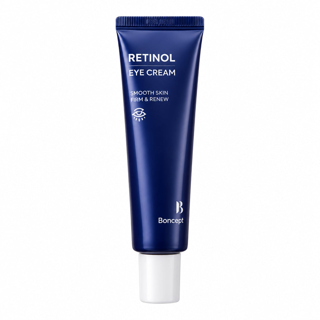 BONCEPT Retinol Eye Cream (25ml) - Firming & Lifting K-Beauty Eye Treatment in a blue tube packaging.