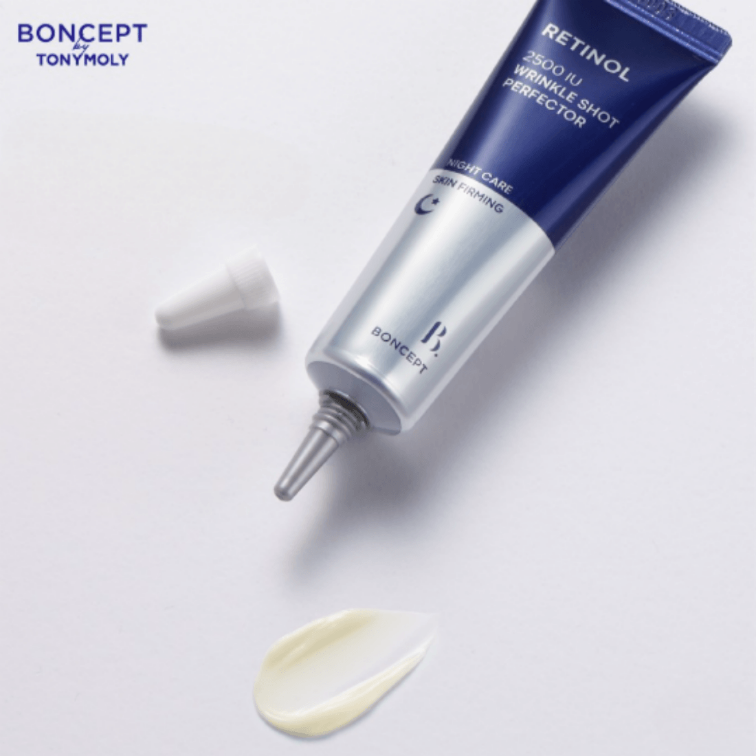 Tonymoly x Boncep Pure Retinol 2500 IU Wrinkle Shot Perfector Night Cream - Targeted Age-Defying Treatment tube with cream