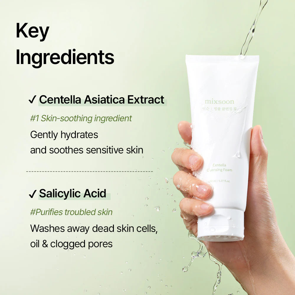 Mixsoon Centella Cleansing Foam 150ml – Gentle Korean Facial Cleanser